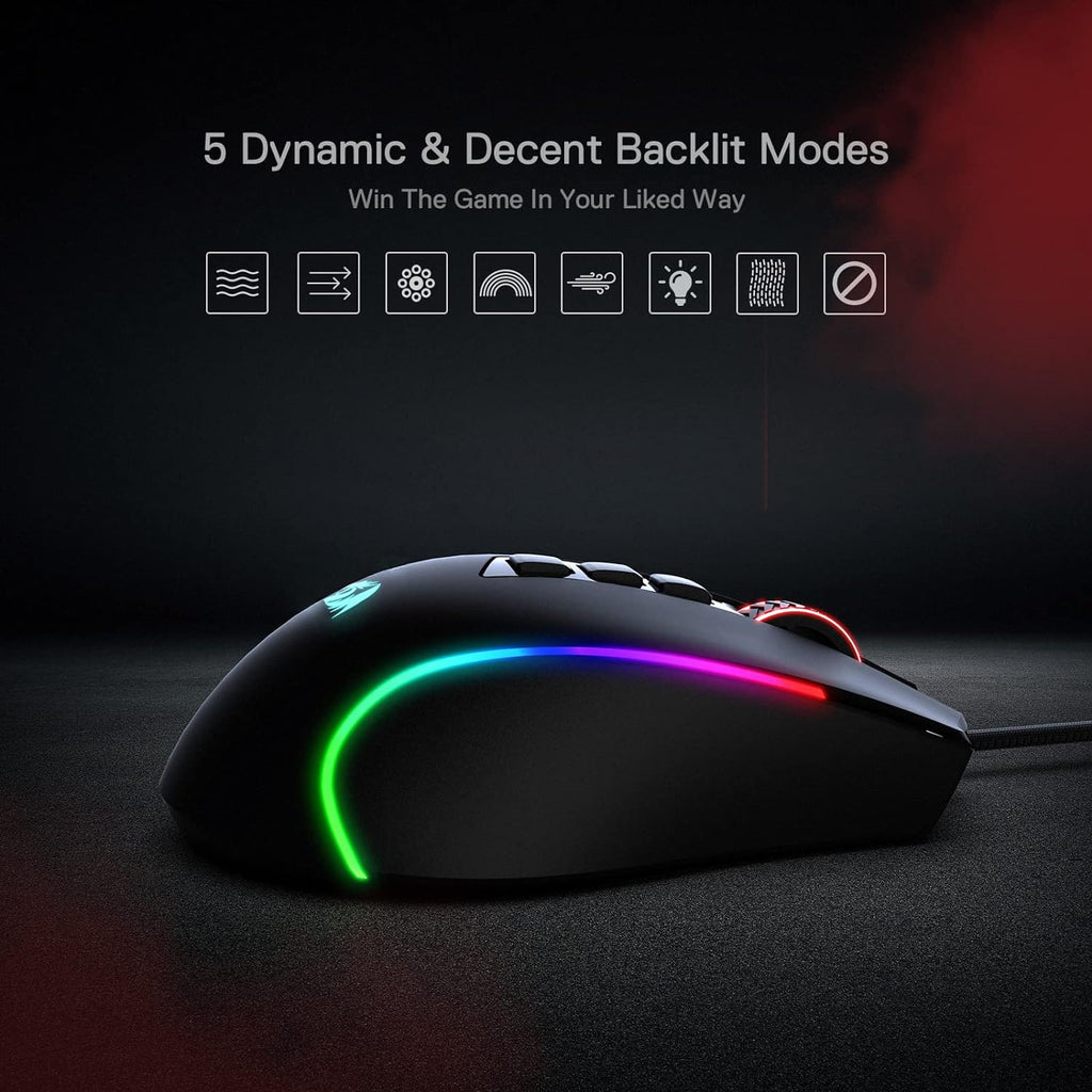 M612 Predator RGB Gaming Mouse, 8000 DPI Wired Optical Mouse with 11 Programmable Buttons & 5 Backlit Modes, Software Supports DIY Keybinds Rapid Fire Button